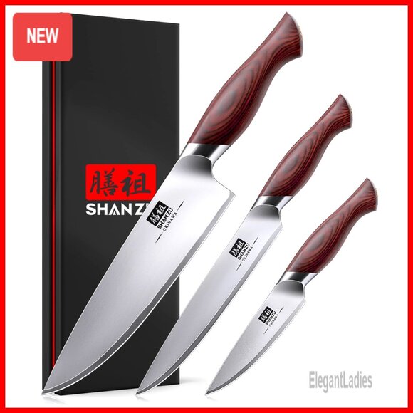 Professional Japanese Chef Knife Set 3-Piece High Carbon Steel Kitchen Cutlery